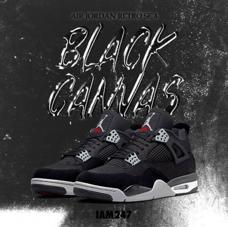 Nikee Air Jordan Retro 4 BLACK CANVAS SEMI UA Main image