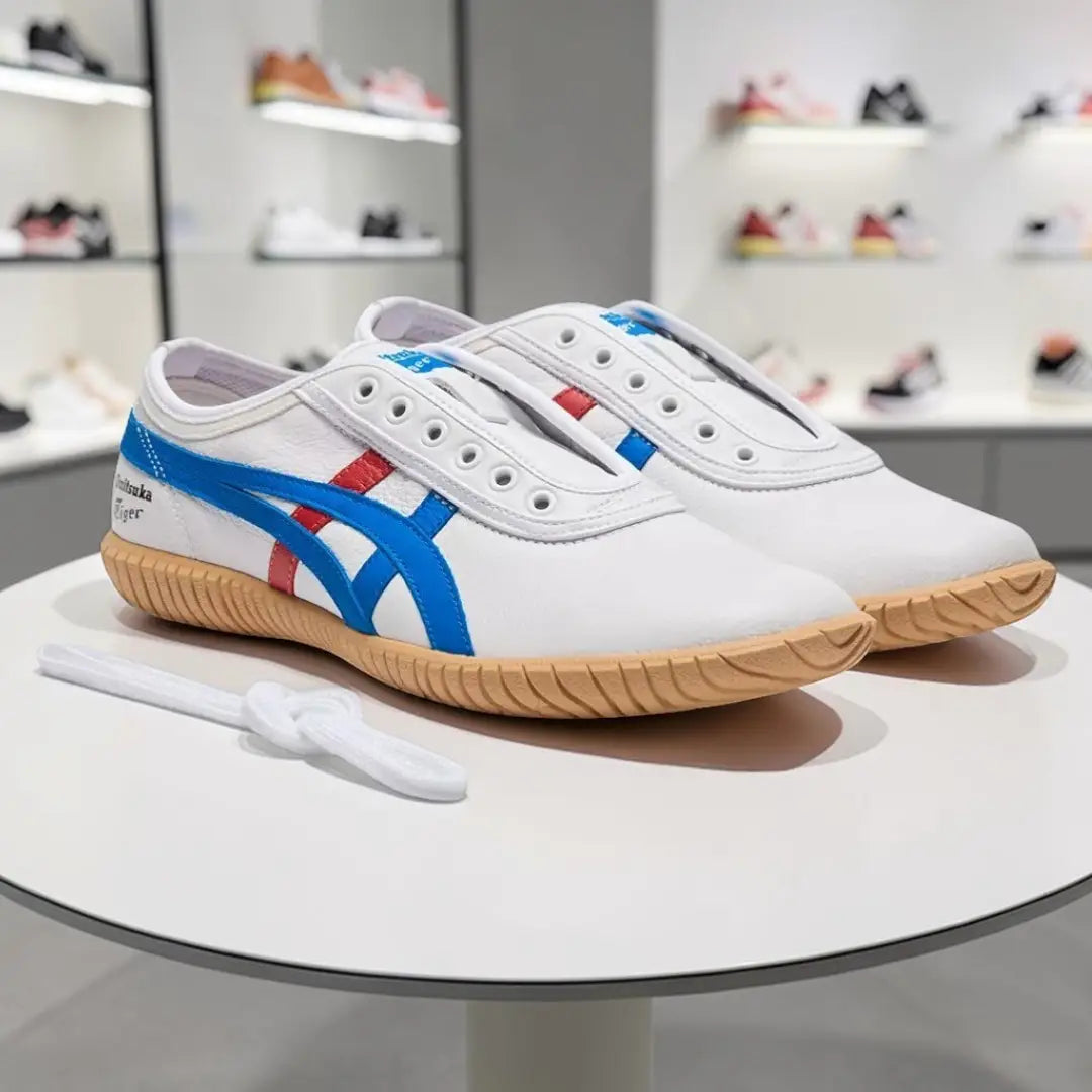 Onitsuka Tiger Tsunahiki Slip-On WHITE DIRECTOIRE BLUE Mens 7A Premium (D-2065) Main image