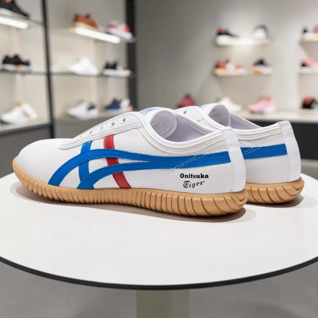 Onitsuka Tiger Tsunahiki Slip-On WHITE DIRECTOIRE BLUE Mens 7A Premium (D-2065)