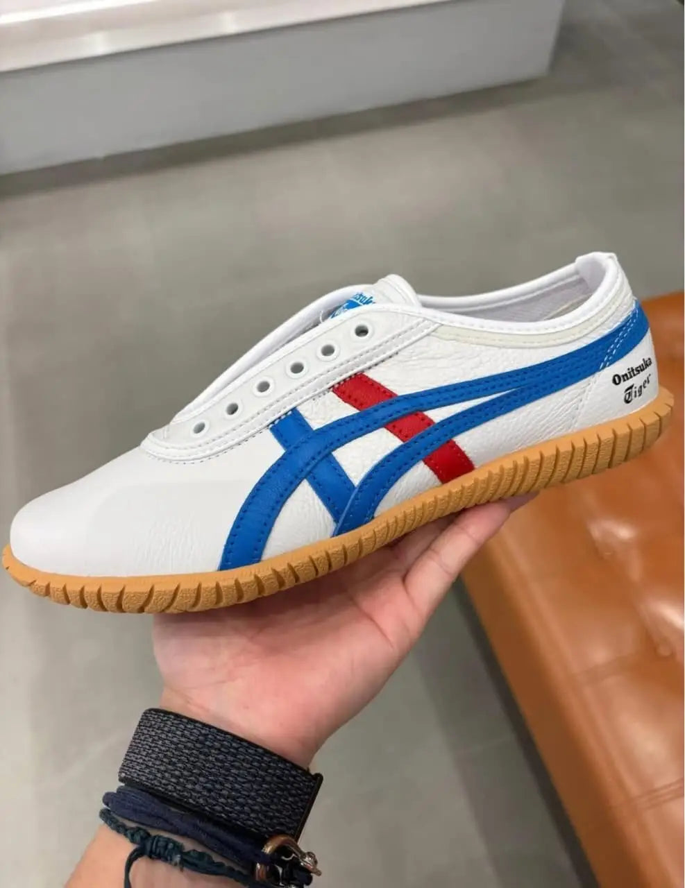 Onitsuka Tiger Tsunahiki Slip-On WHITE DIRECTOIRE BLUE Mens 7A Premium (D-2065)