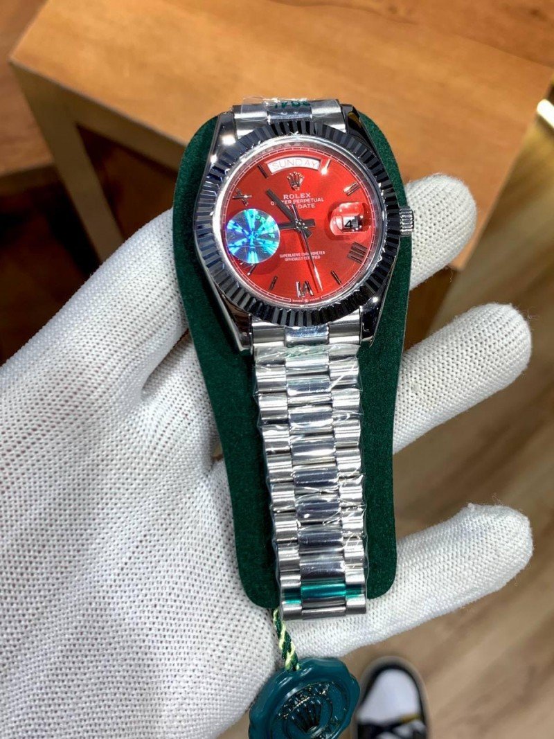 ROLLEX DAY-DATE RED DIAL FOR MENS YZ 124