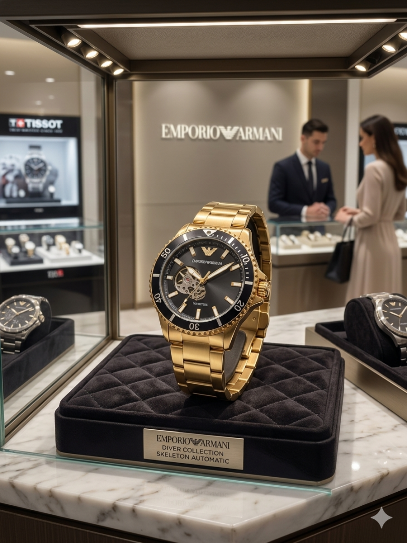 Emporio Arma_i Automatic back open Gold black 117 Main image