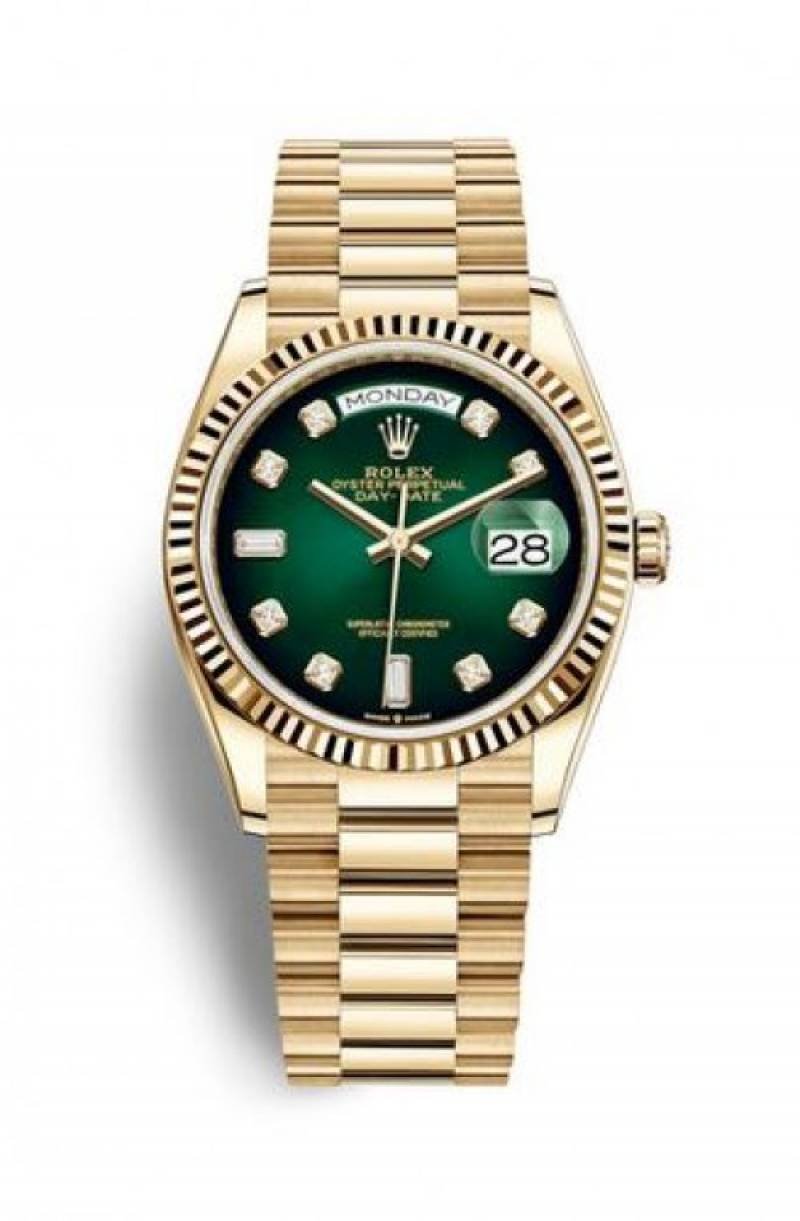ROLLEX OYSTER PERPETUAL DAY DATE ZR GOLD GREEN SHADED DIAMOND DIAL HVY 49