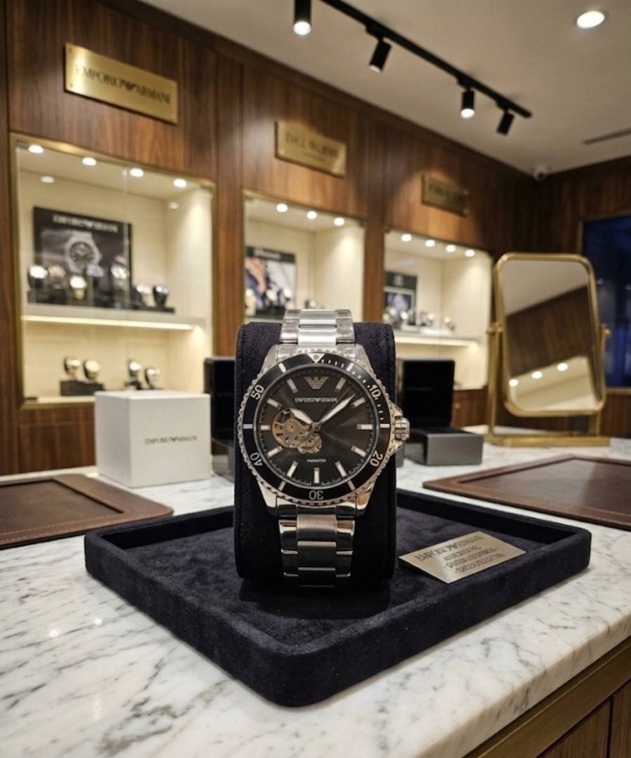 Emporio Arma_i Automatic back open silver black118 Main image