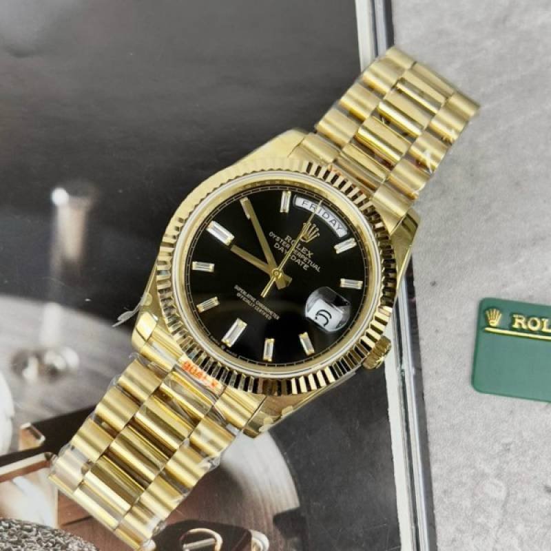 ROLLEX DAY DATE GOLD BLACK DIAMOND AUTOMATIC 458