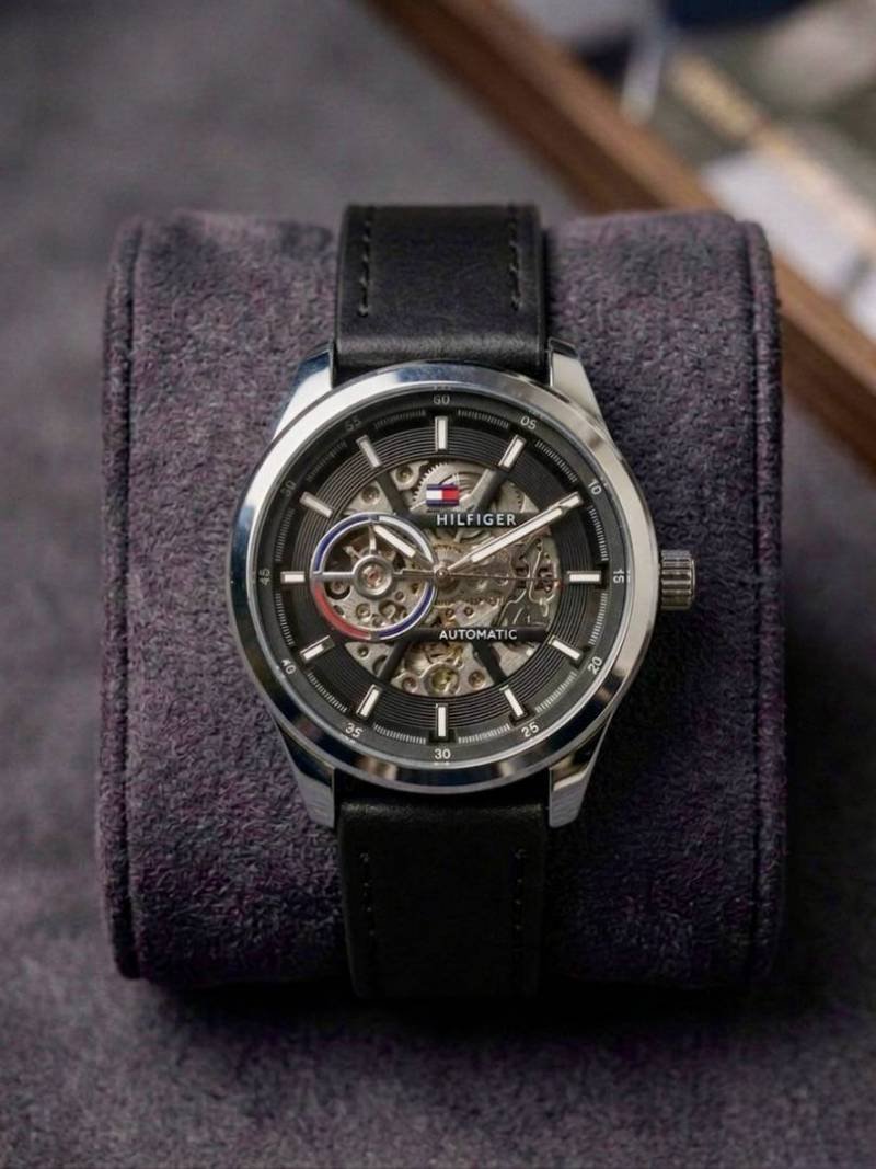 Tommy_Hilfigeeer Automatic Leather Belt Black Silver Black 292 Main image