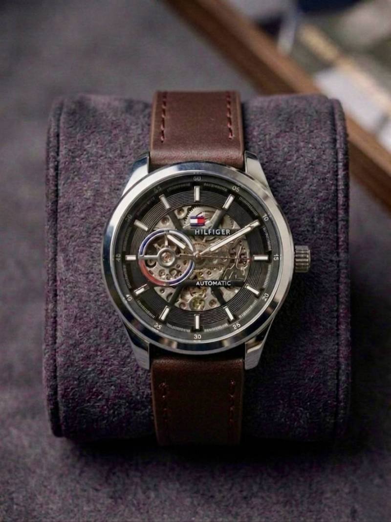 Tommy_HilfergerAutomatic Leather Belt Black Silver Brown 293 Main image