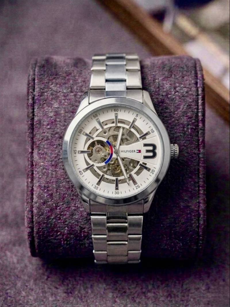 Tommy Hilfigar Automatic Skeleton Silver White 296