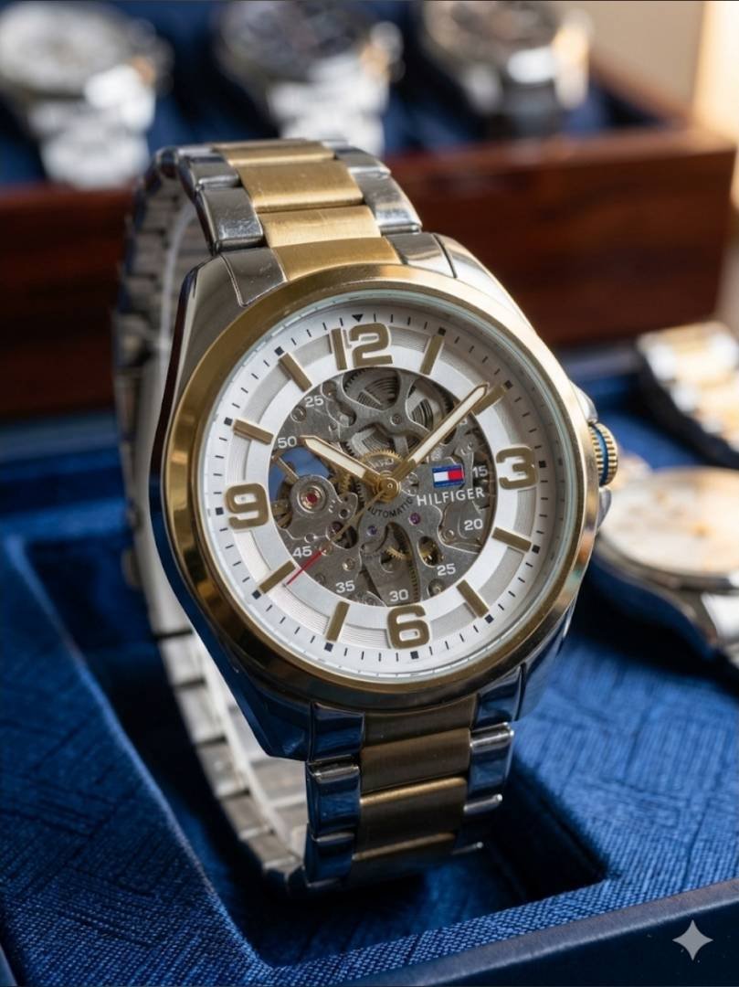 TOMMY HILFIGAR AUTOMATIC WATCH TT GOLD WHITE 499