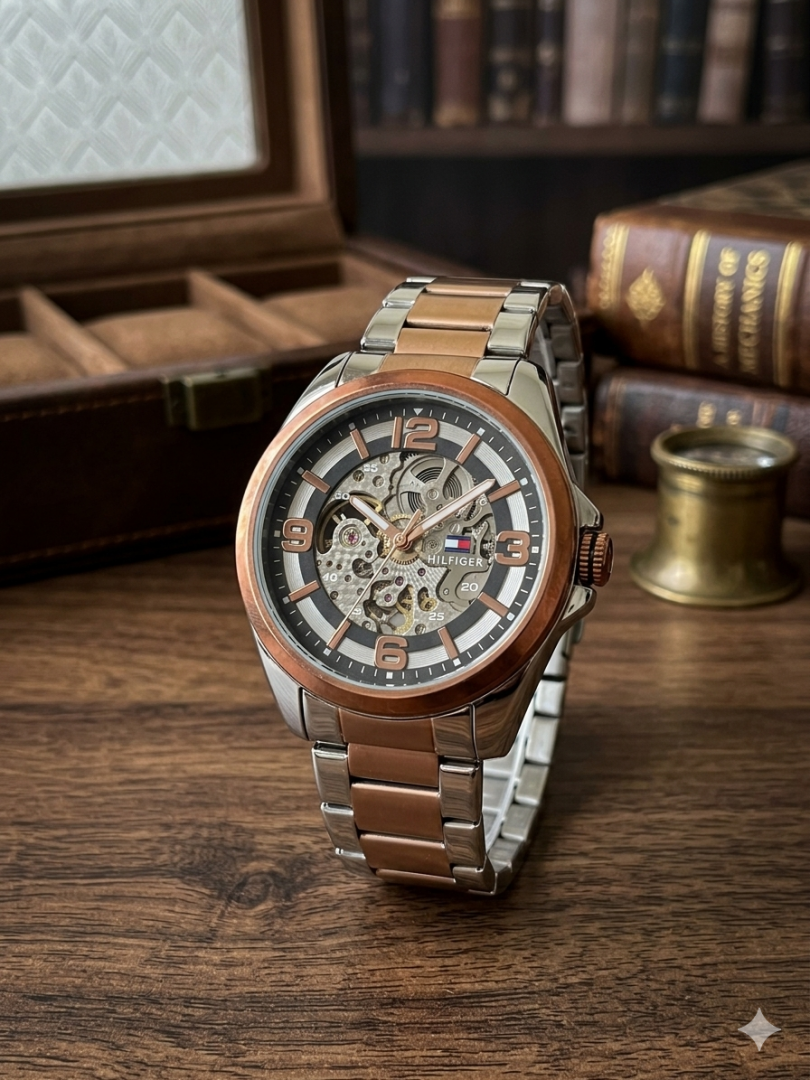 TOMMY HILFIGAR AUTOMATIC WATCH ROSE BLACK 500 Main image