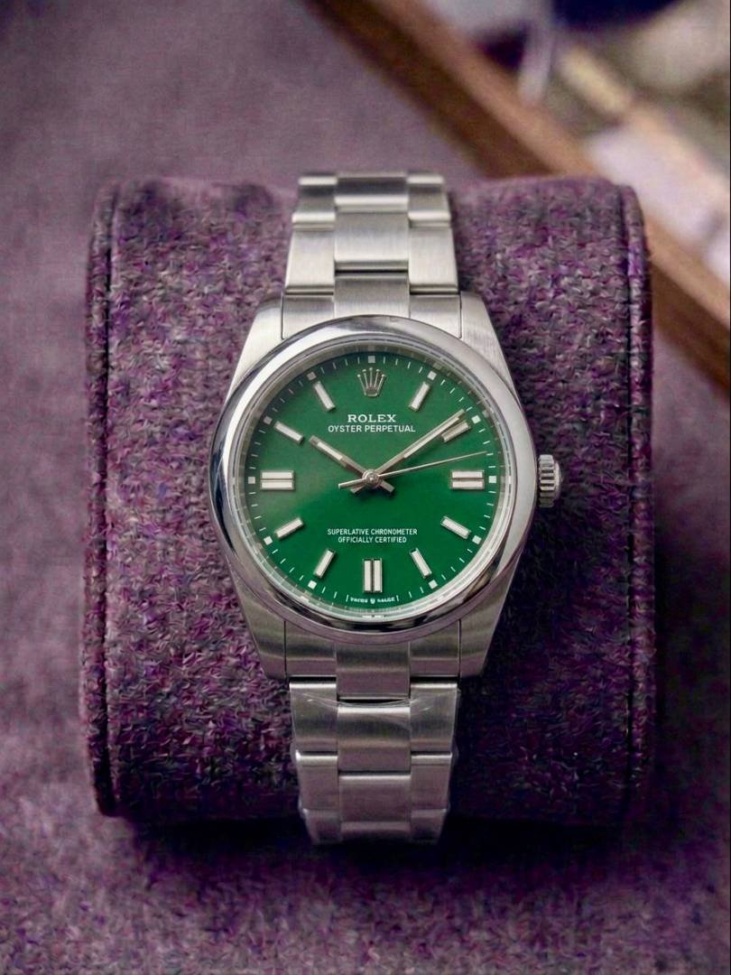 Rolee_x Oyster Perpetual Silver Green 326