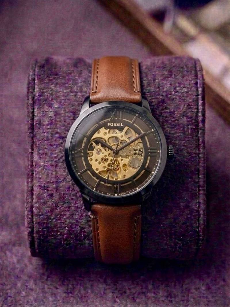 Fosil Townsman Skeleton Automatic Dark Brown Leather 303 Main image
