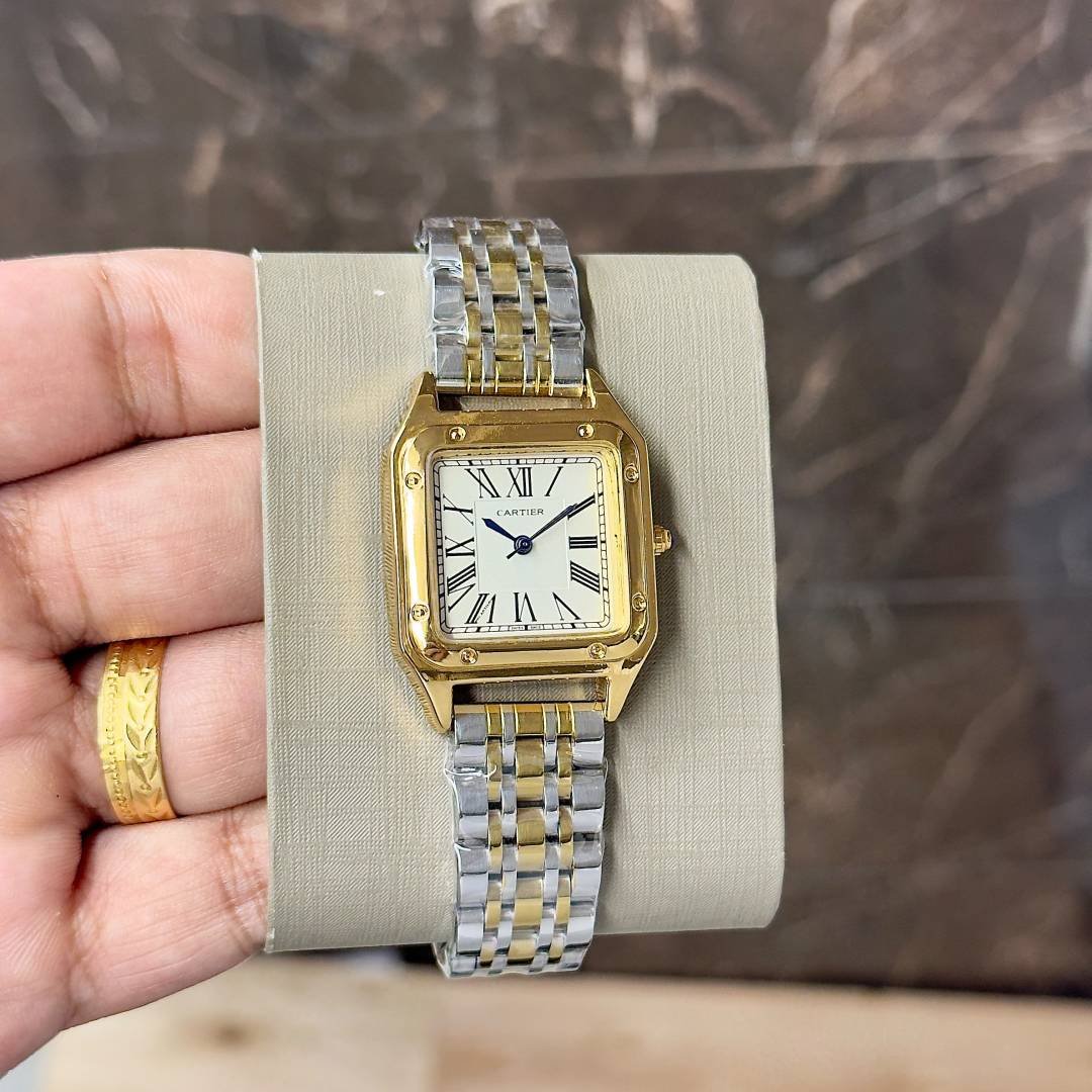 cartiar santos ladie 36 mm tt gold white 642