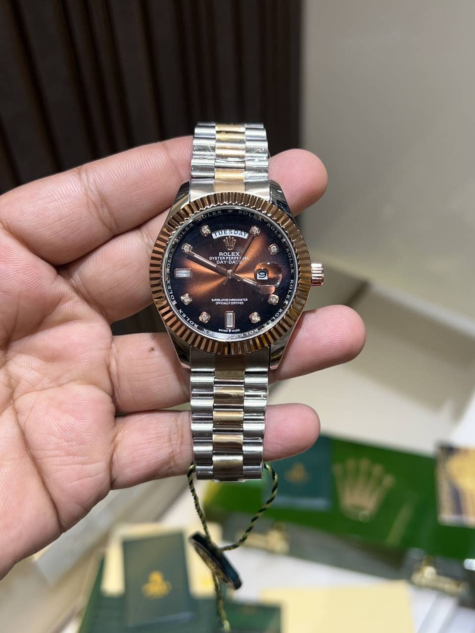 Roleex day date dual tone brown dial