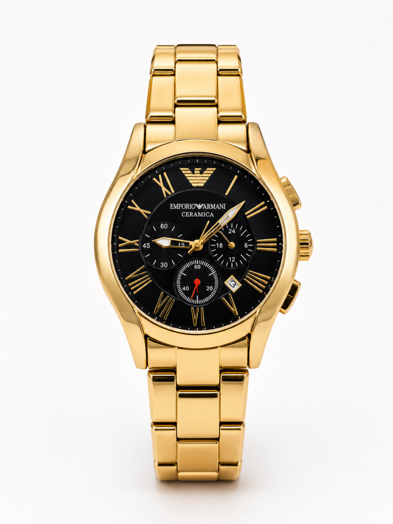 EMPORIO ARMA ALL CHRONO WORKING GOLD BLACK DIAL Main image