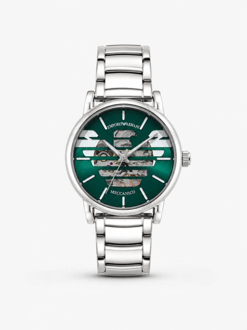 EMPORIO ARMA AUTOMATIC PREMIUM SILVER GREEN WATCH Main image