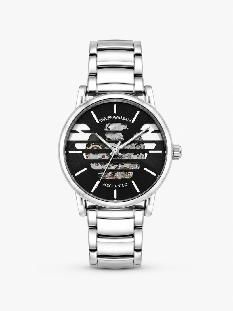 EMPORIO ARMA AUTOMATIC PREMIUM SILVER BLACK WATCH