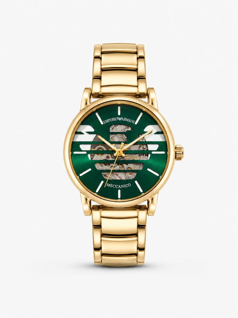 EMPORIO ARMA AUTOMATIC PREMIUM GOLD GREEN WATCH Main image