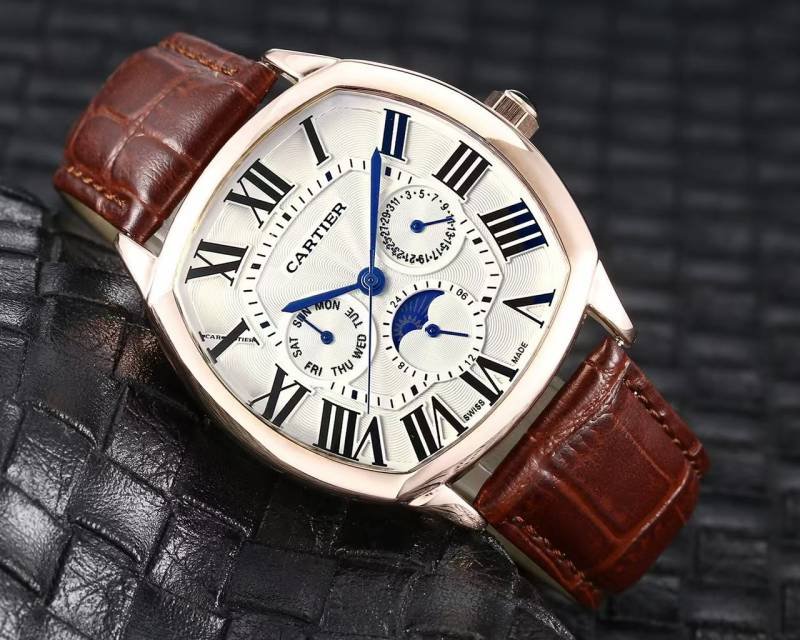CARTIEER LEATHER ALL CHRONO WORKING WATCH Main image