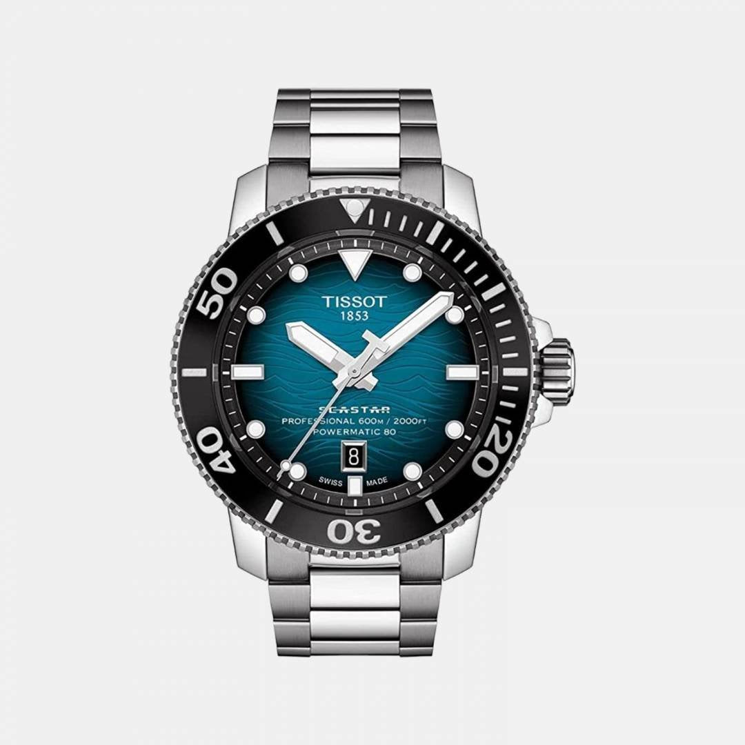 TISSOOT SEASTAR 2000 PROFESSION POWERMATIC 80 AUTOMATIC SILVER TEAL 796