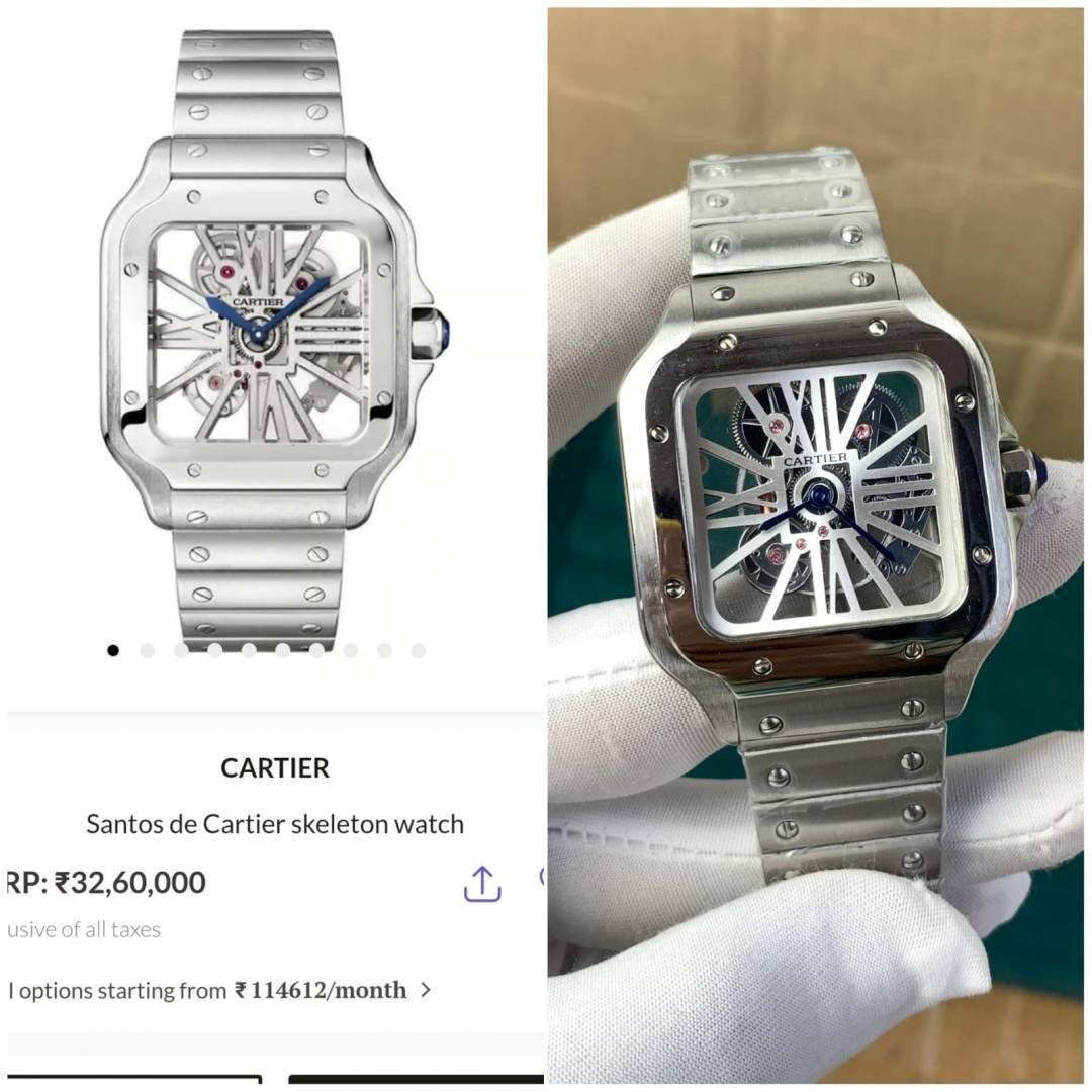 Cartiee_r Santos Skeleton Battery silver white WC 1847 Main image