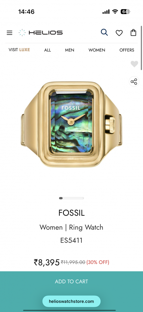 FOSSIIL RAQUEL RING WATCH UNISEX R-10 Main image