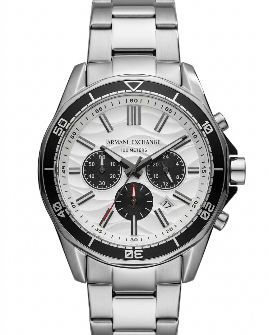 Armaani Exchange 100 Meters Silver White Dial