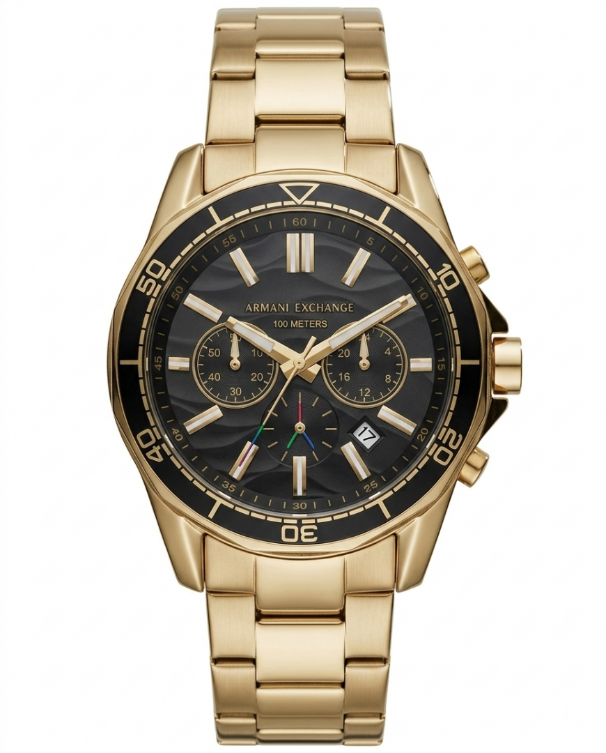 Armaani Exchange 100 Meters Golden Black Dial Main image
