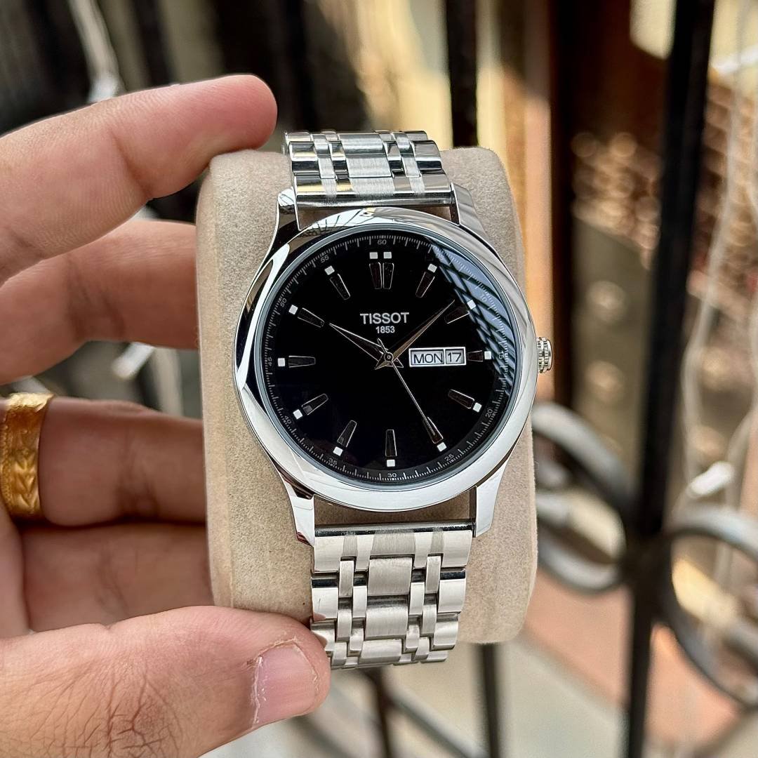Tissoot Silver Black Day Date