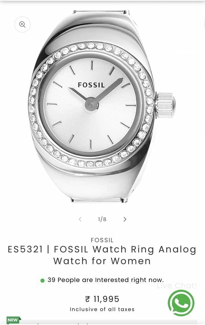 FOSSIIL DIAMOND UNISEX RING WATCH R-24 Main image