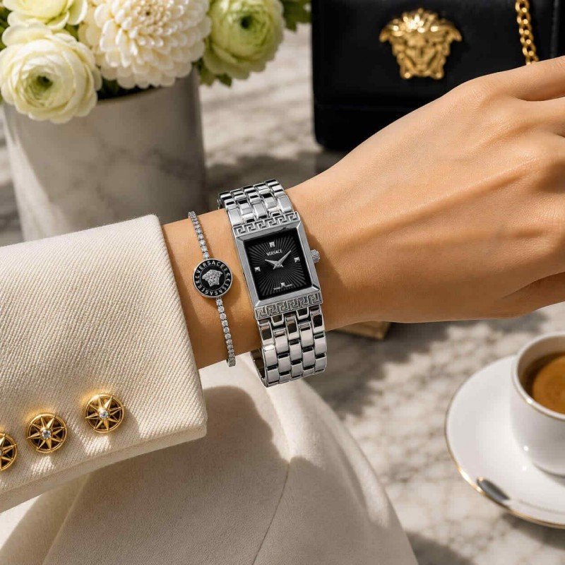 VERSACE_LADIES_SILVER-BLACK Main image