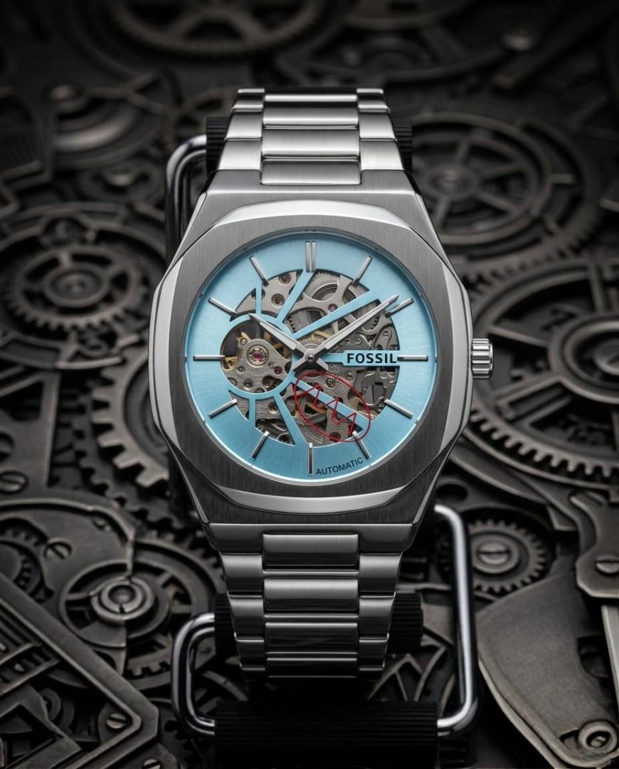 Fossi_il Automatic Skeleton sky blue