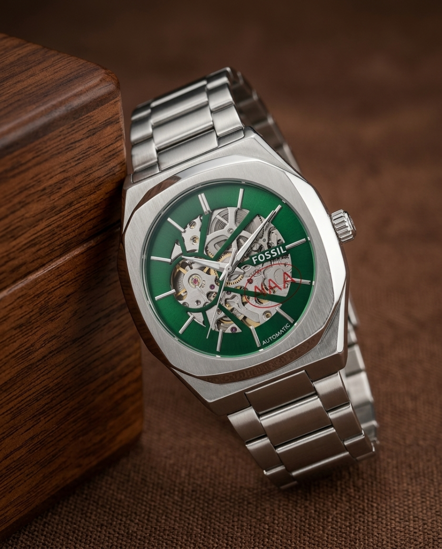 Fossi_il Automatic Skeleton silver green Main image