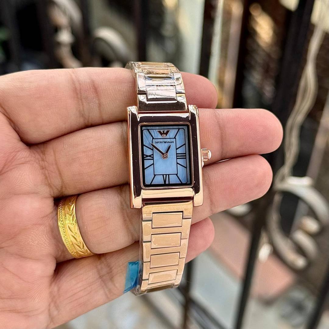 Emporio Armaani Genni Collection rectangular analogue copper blue Main image