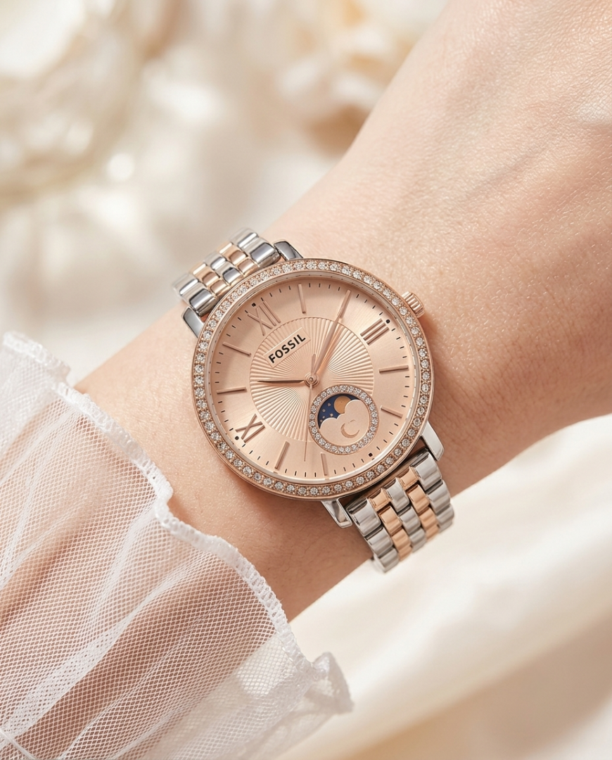 Fossii_l Jacqueline Sun Moon Multifunction 2Ton Rose Gold Pink Main image