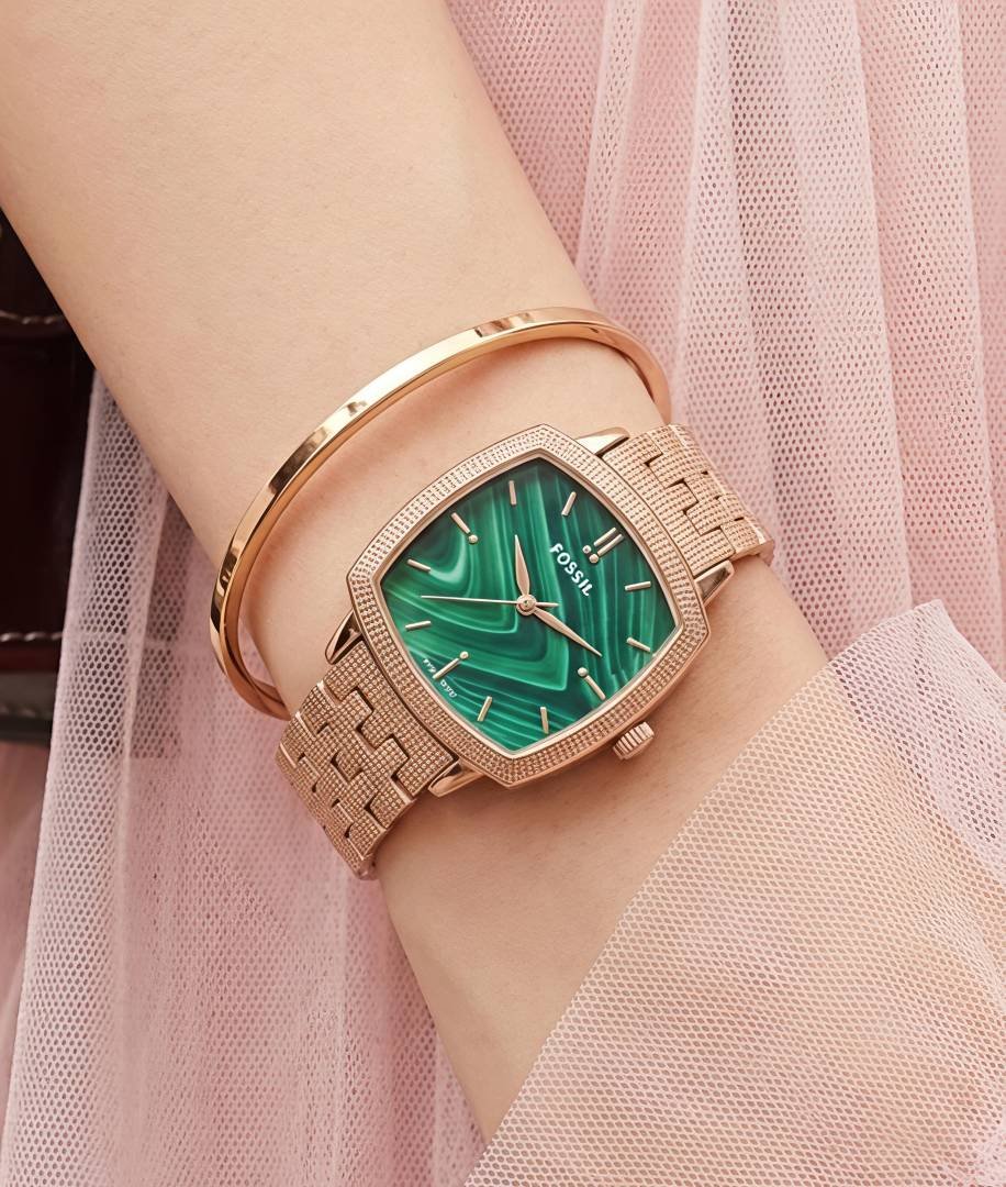 Fossii_l x Nick Jonas Ladies Rose Gold Green 01 Main image