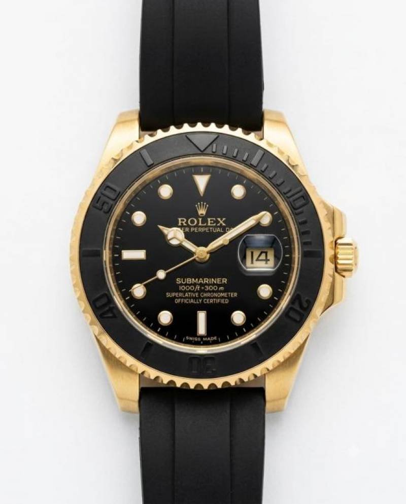 Rolee_x Yacht-Master gold black dail