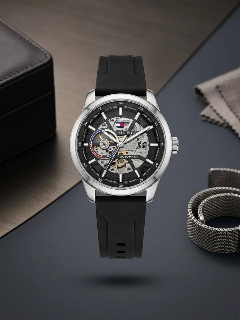 Tommy_Hilfigeeer Premium Automatic Silicon Silver Black 237 Main image