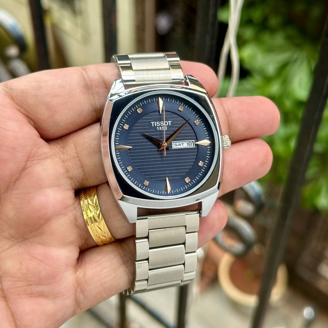 Tisssot Day-Date Silver Navy