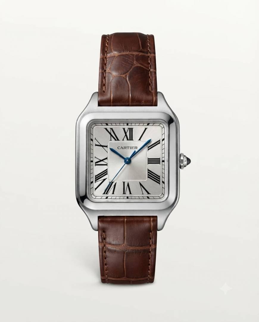 Cartiee_r Santos Dumont Square Brown Silver White Dial Main image
