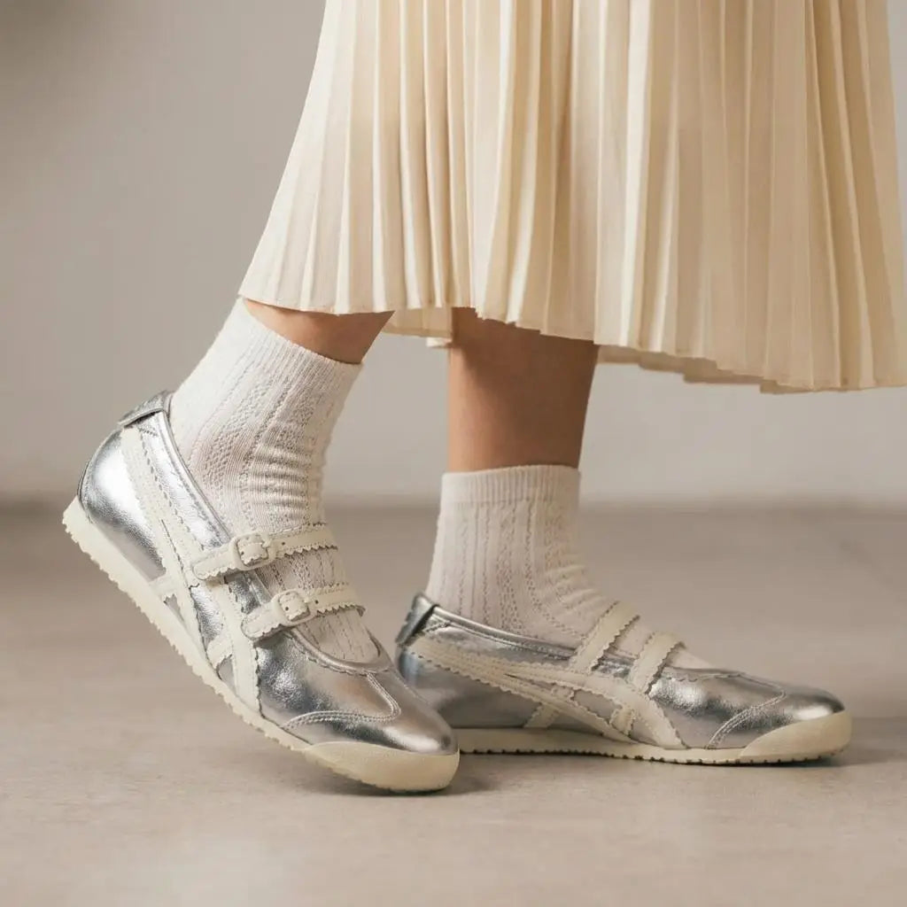 Onitsuka Tiger Mexico 66 TGRS Silver  Cream  7A Premium Ladies Sneakers D-2092