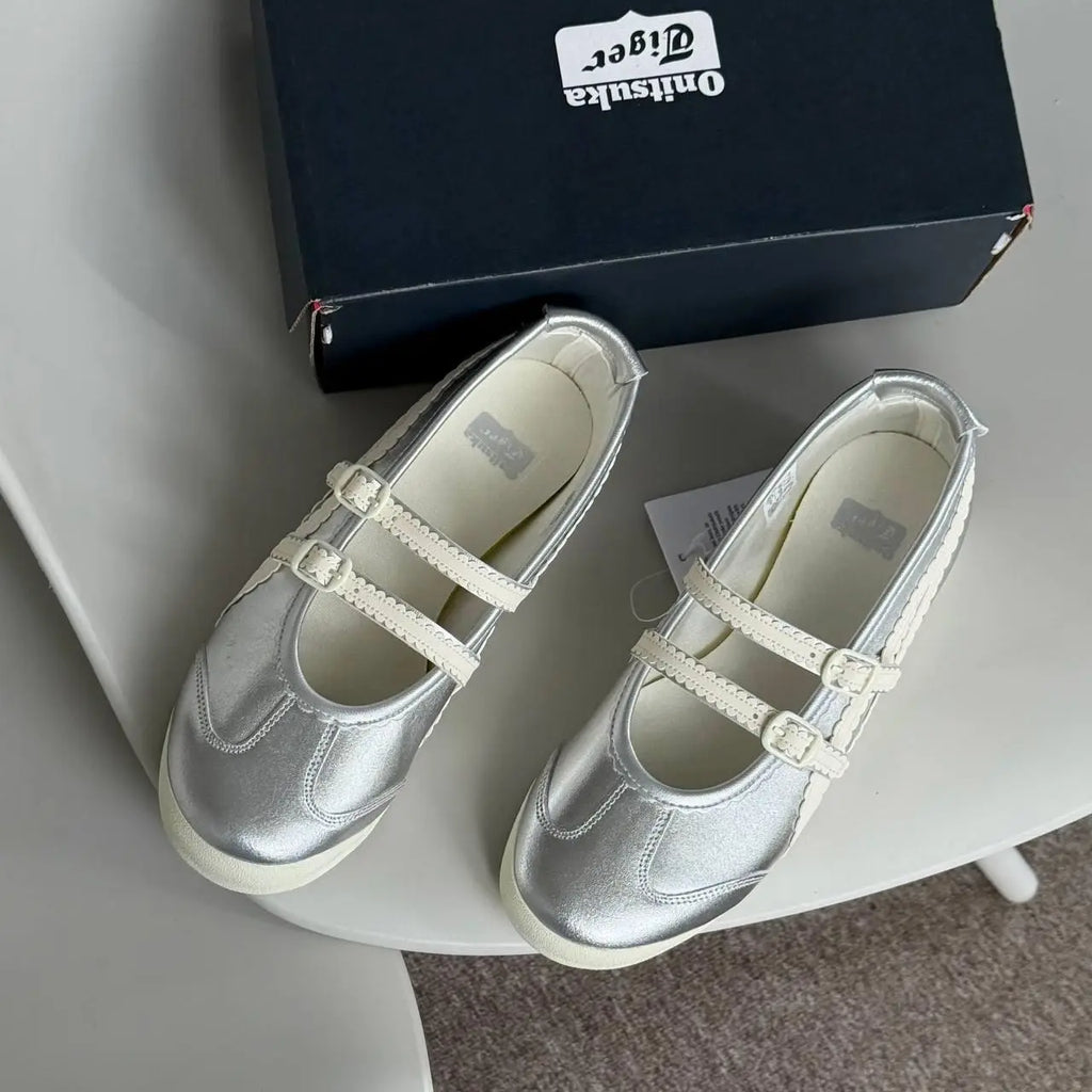 Onitsuka Tiger Mexico 66 TGRS Silver  Cream  7A Premium Ladies Sneakers D-2092