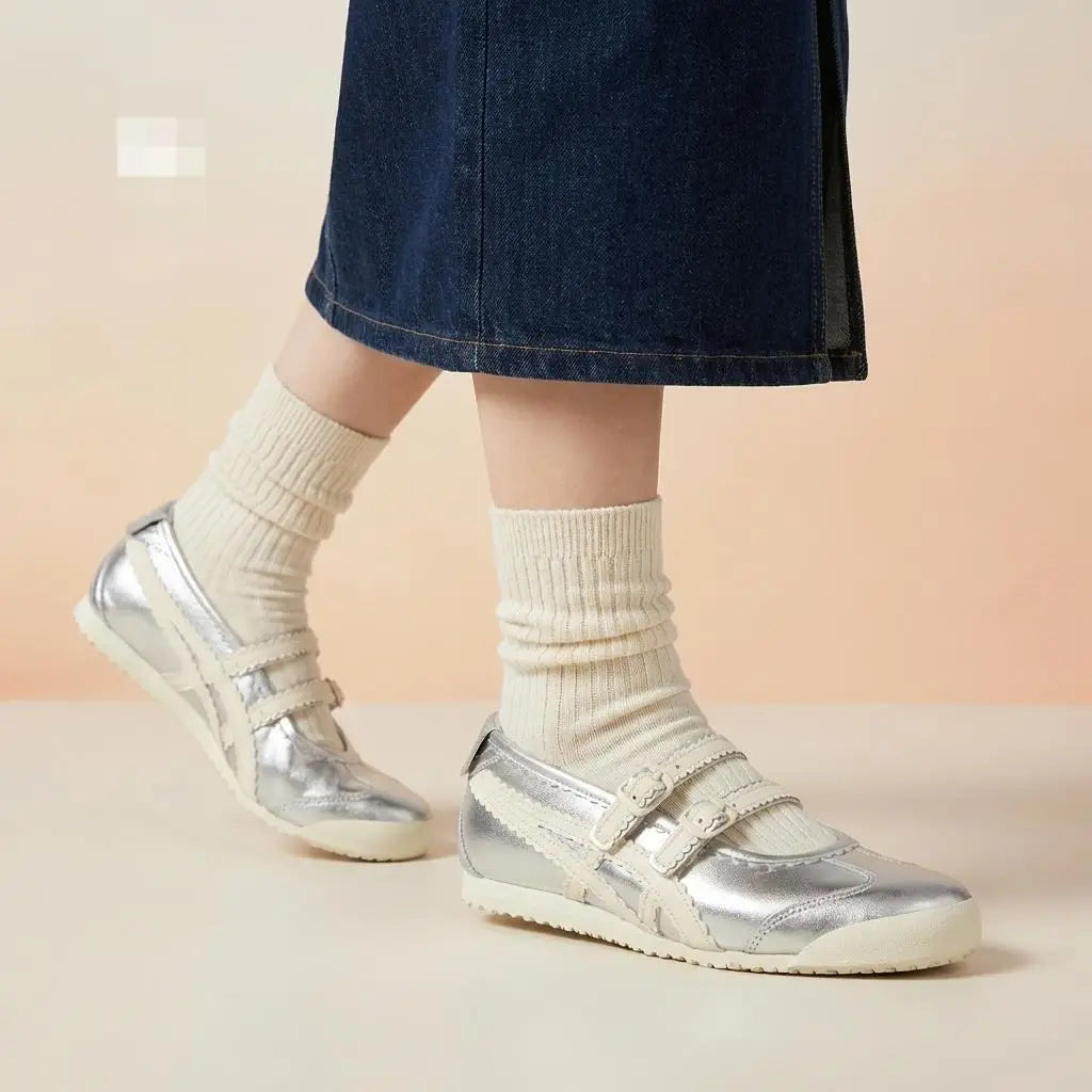 Onitsuka Tiger Mexico 66 TGRS Silver  Cream  7A Premium Ladies Sneakers D-2092 Main image