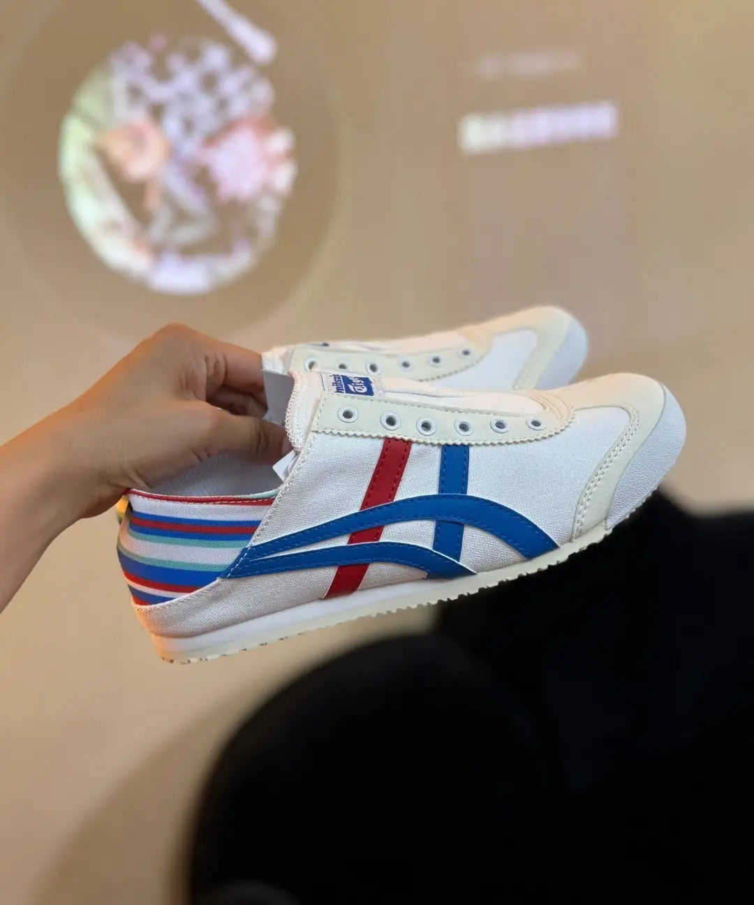 Onitsuka Tiger Mexico 66 Slip-On White Blue Red Girls D-1894 Main image