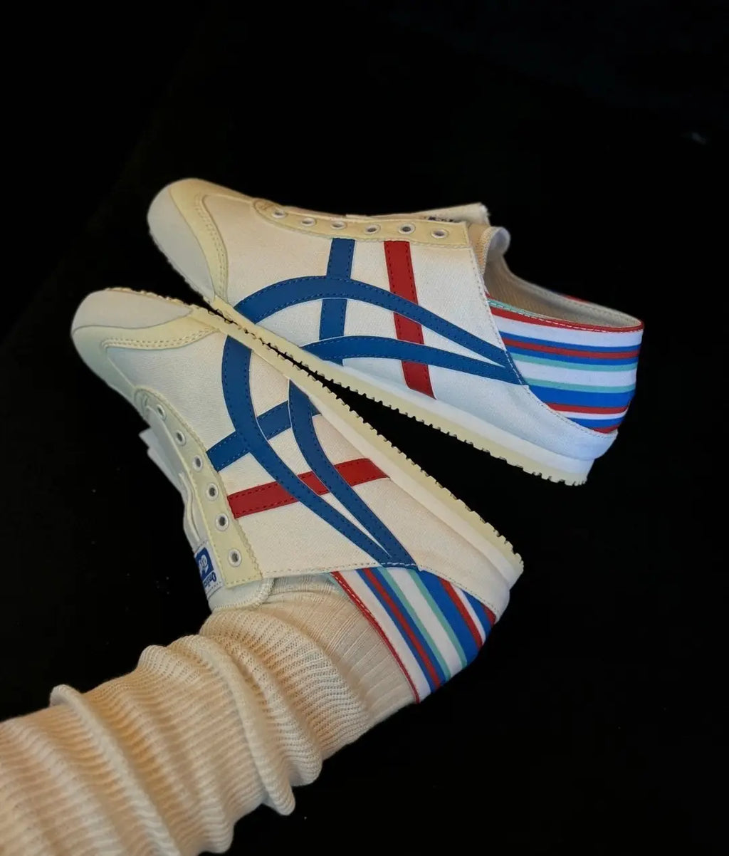 Onitsuka Tiger Mexico 66 Slip-On White Blue Red Girls D-1894