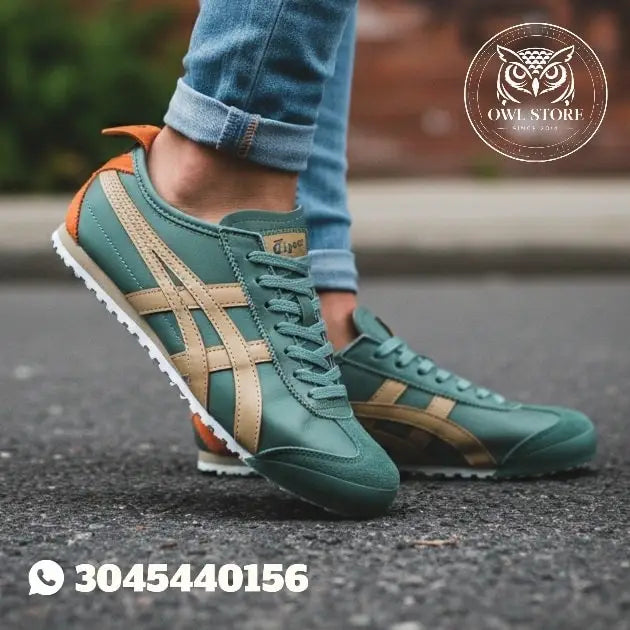 Onitsuk_a Tiger Mexico 66 Green Safari Khaki  Mens 7A Premium Quality D-2012 Main image