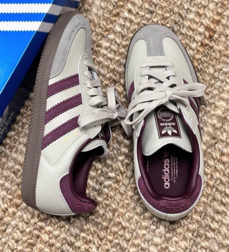 Adidas Samba OG Putty Grey Maroon Metallic Gold Main image