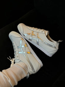Onitsuka Tiger Mexico 66 White Silver Mens Chrome Sneakers D-1877