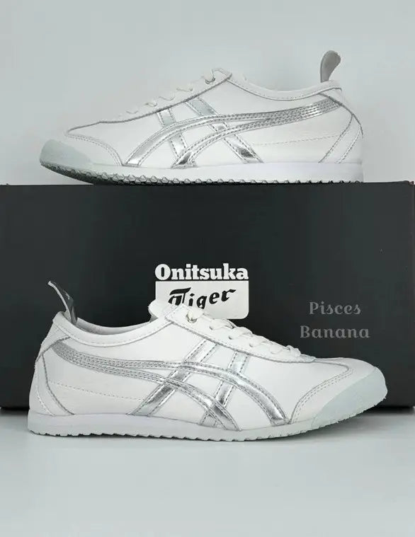 Onitsuka Tiger Mexico 66 White Silver Mens Chrome Sneakers D-1877 Secondary image