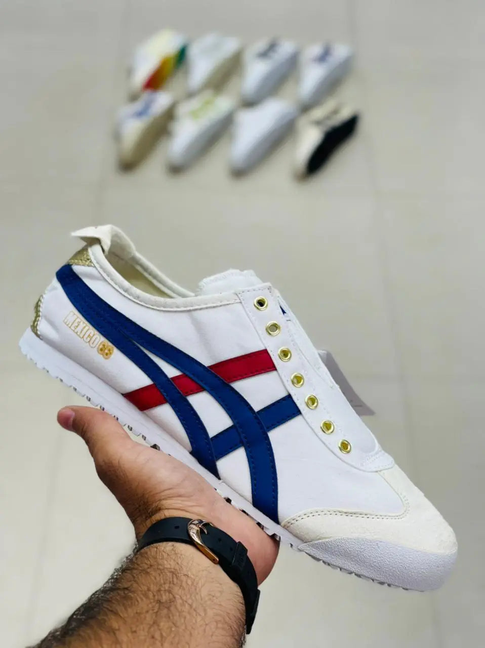 Onitsuka Tiger Mexico 66 Slip On WHITE BLUE GOLD Main image
